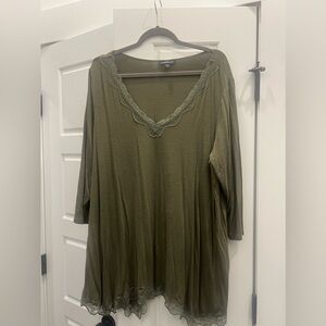 Lane Bryant Olive green lace trim top